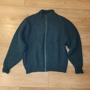 L.L. Bean Men's Green Alpaca Wool Zip-Up Sweater